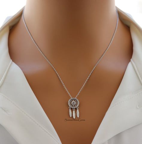 STG 18K Gold Plated Dream Catcher Pendant Necklace – Boho-Inspired Jewelry for Positive Energy and Protection