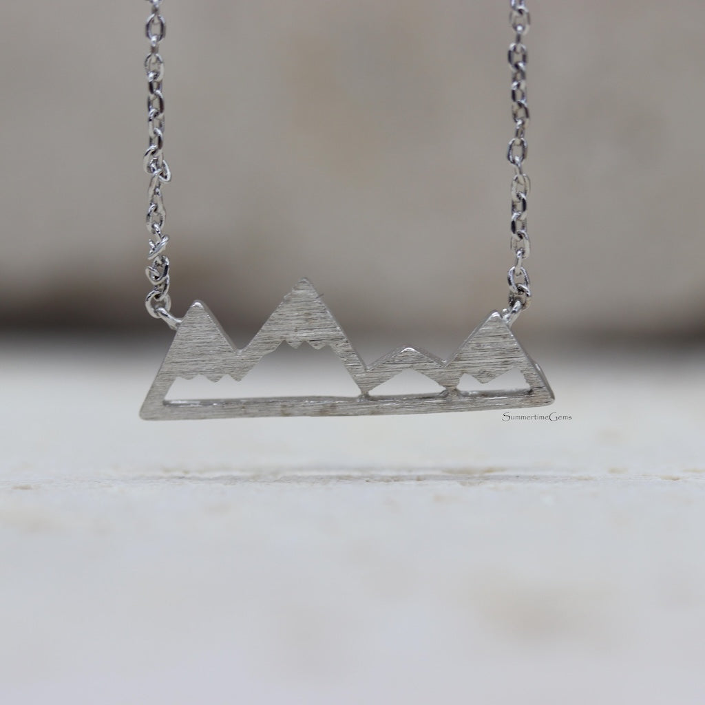 STG 18K Gold Plated Mountain Cutout Pendant Necklace – Adventure-Inspired Jewelry for Outdoor Lovers