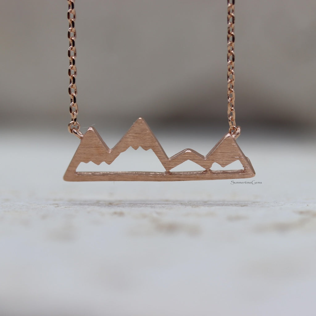 STG 18K Gold Plated Mountain Cutout Pendant Necklace – Adventure-Inspired Jewelry for Outdoor Lovers