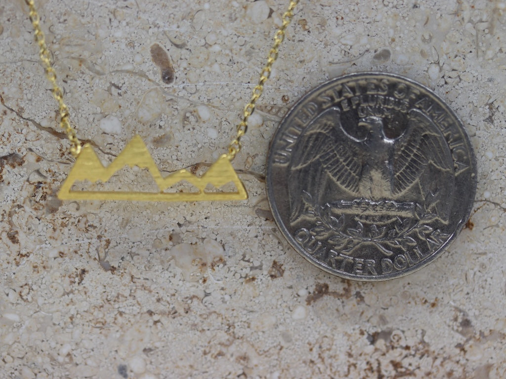 STG 18K Gold Plated Mountain Cutout Pendant Necklace – Adventure-Inspired Jewelry for Outdoor Lovers