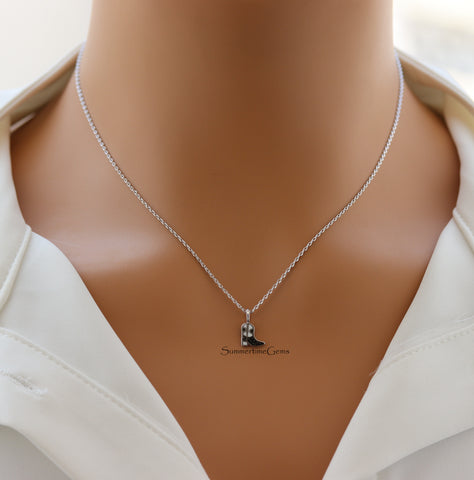 STG 18K Gold Plated Epoxy Cowboy Boots Pendant Necklace – Western Country Jewelry for Rodeo and Festival Style