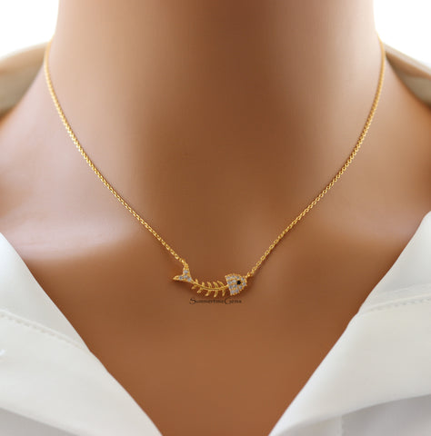 STG 18K Gold Plated CZ Bonefish Pendant Necklace – Sparkly Nautical Charm for Ocean Lovers