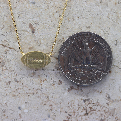 STG 18K Gold Plated Football Pendant Necklace – Sporty Jewelry Gift for Football Fans and Players