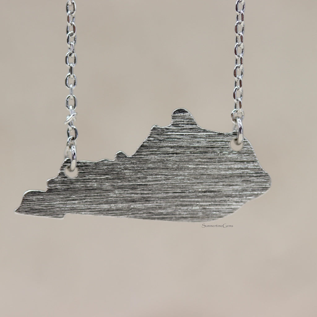 STG 18K Gold Plated Dainty Brushed Kentucky State Pendant Necklace – Minimalist KY Pride Jewelry