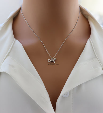 STG 18K Gold Plated Dainty 3D Horse Pendant Necklace – Elegant Equestrian Jewelry Gift for Horse Lovers