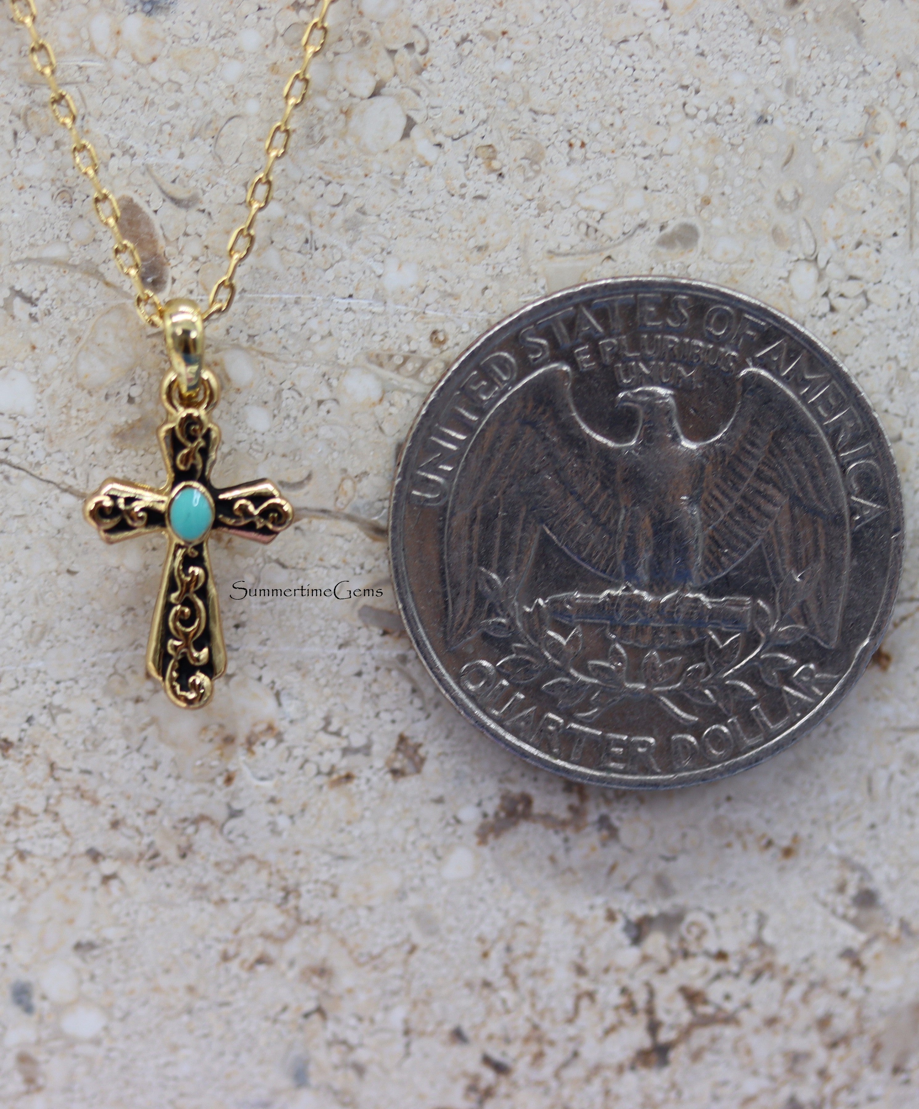STG 14K Gold Plated Opal Western Cross Pendant Necklace – Faith-Inspired Cowgirl Jewelry with Southwestern Charm