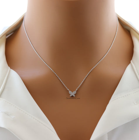 STG 18K Gold Plated Dainty Gemmed Butterfly Necklace – Sparkly Nature-Inspired Jewelry for Transformation & Beauty
