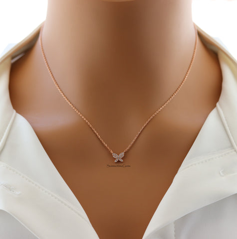 STG 18K Gold Plated Dainty Gemmed Butterfly Necklace – Sparkly Nature-Inspired Jewelry for Transformation & Beauty