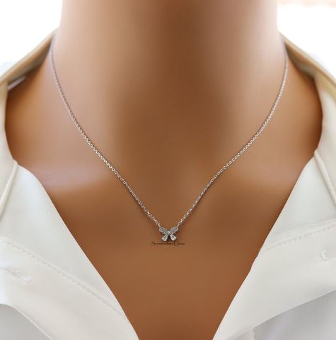 STG 18K Gold Dipped Dainty Rhinestone Pave Mini Butterfly Charm Necklace