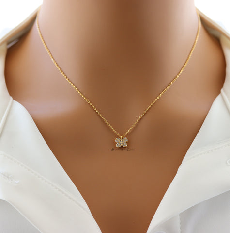 STG 18K Gold Plated Dainty Gemmed Butterfly Necklace – Sparkly Minimalist Jewelry for Nature Lovers