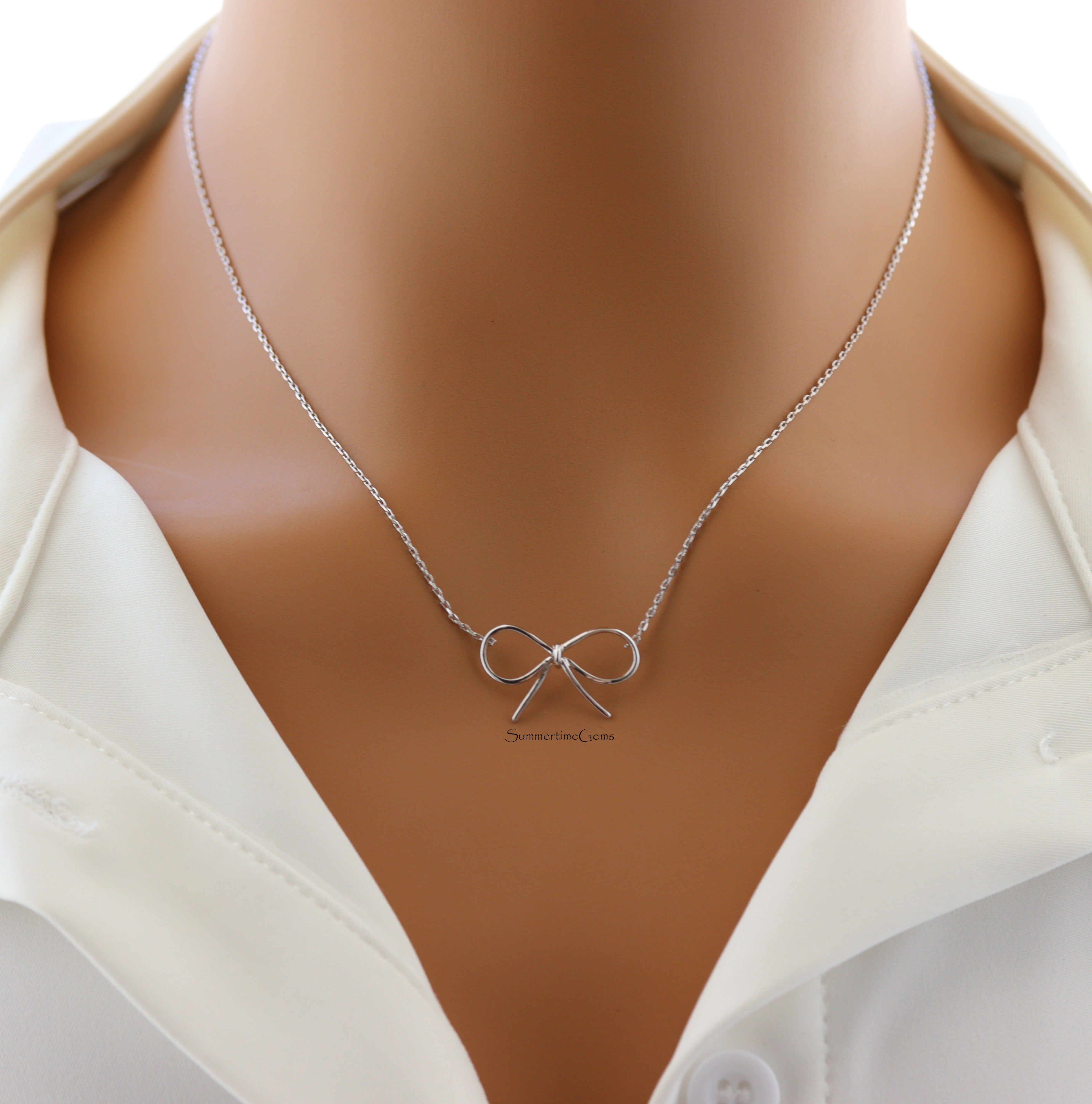 STG 18K Gold Plated Dainty Bow Tie Pendant Necklace – Elegant and Feminine Jewelry Gift