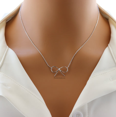 STG 18K Gold Plated Dainty Bow Tie Pendant Necklace – Elegant and Feminine Jewelry Gift
