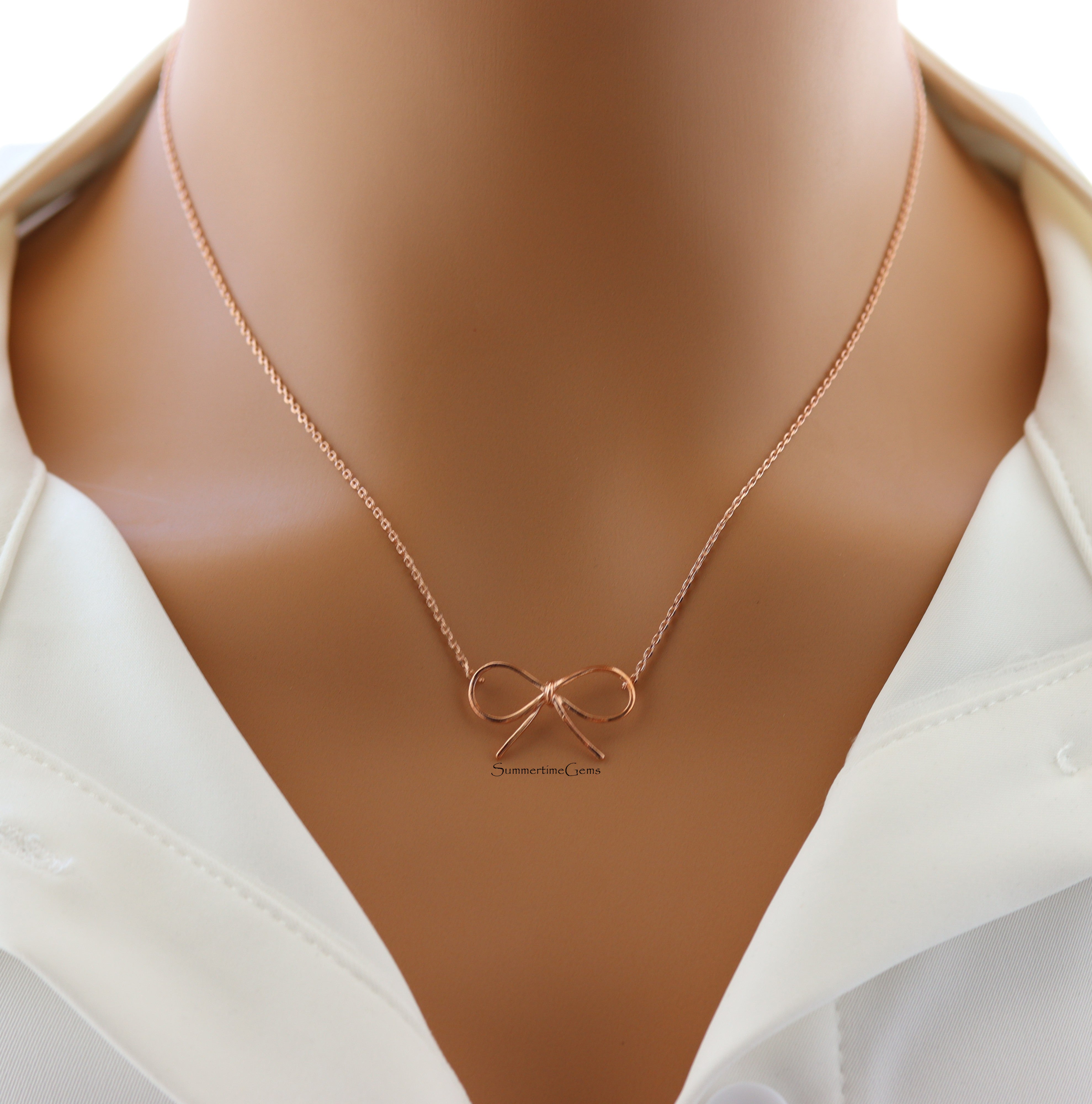 STG 18K Gold Plated Dainty Bow Tie Pendant Necklace – Elegant and Feminine Jewelry Gift