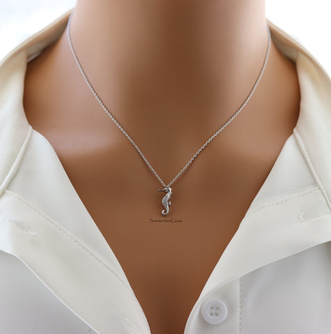 STG 18K Gold Plated Mini Seahorse CZ Pendant Necklace – Dainty Ocean-Inspired Jewelry for Beach Lovers & Trendsetters
