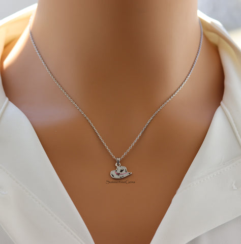 STG 14K Gold Plated Cowboy Hat Pendant Necklace – Western Rodeo Jewelry for Women