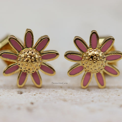 STG Dainty Mini Daisy Flower Stud Earrings