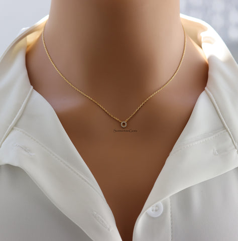 STG 18K Gold Plated Dainty Mini Rhinestone Initial "O" Pendant Necklace – Sparkly Personalized Jewelry Gift for Everyday Wear