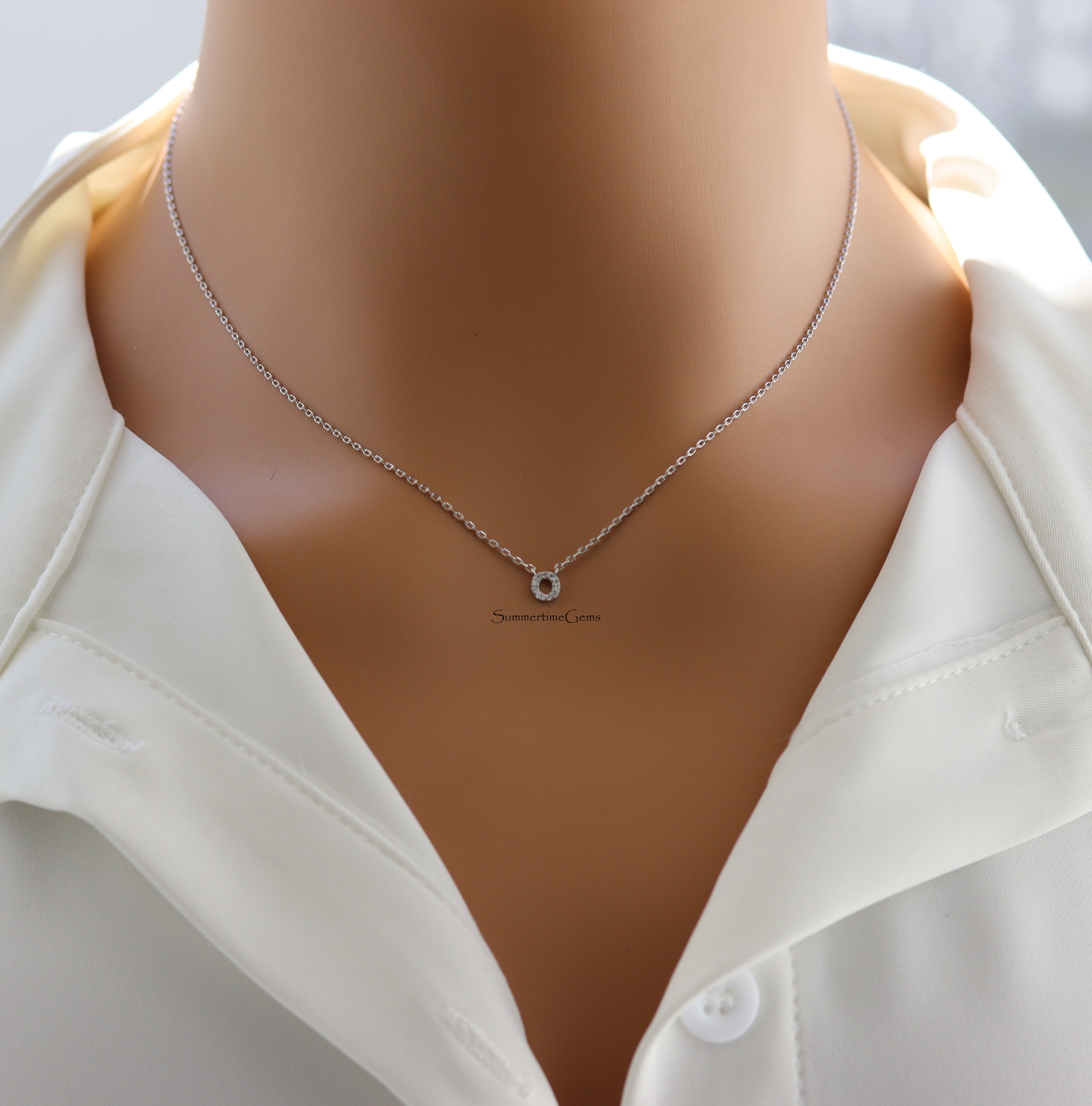 STG 18K Gold Plated Dainty Mini Rhinestone Initial "O" Pendant Necklace – Sparkly Personalized Jewelry Gift for Everyday Wear