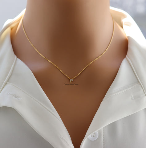 STG 18K Gold Plated Dainty Mini Rhinestone Initial "P" Pendant Necklace – Sparkly Personalized Letter Jewelry Gift