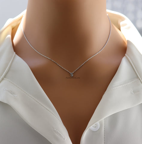 STG 18K Gold Plated Dainty Mini Rhinestone Initial "S" Pendant Necklace – Sparkly Personalized Jewelry Gift