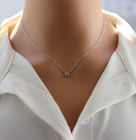 STG 18K Gold Plated Dainty Mini Rhinestone Initial "W" Pendant Necklace – Sparkly Personalized Jewelry Gift for Everyday Wear