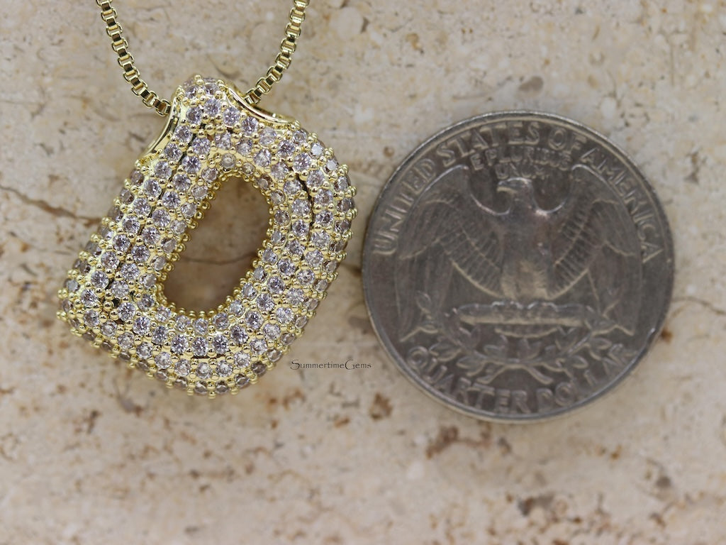 STG Pave Bubble Initial "D" Pendant Necklace – Sparkly 100% Alloy Rhinestone Letter Necklace for Bold Personalized Style