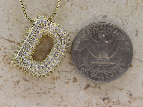 STG Pave Bubble Initial "D" Pendant Necklace – Sparkly 100% Alloy Rhinestone Letter Necklace for Bold Personalized Style