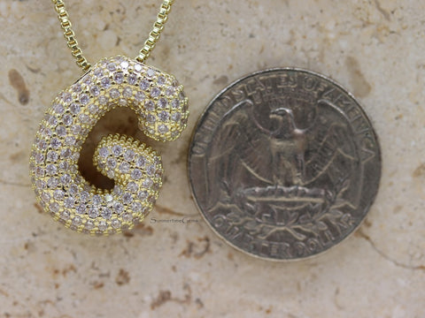 STG Pave Bubble Initial "G" Pendant Necklace – Trendy 100% Alloy Letter Necklace with Sparkling Rhinestones