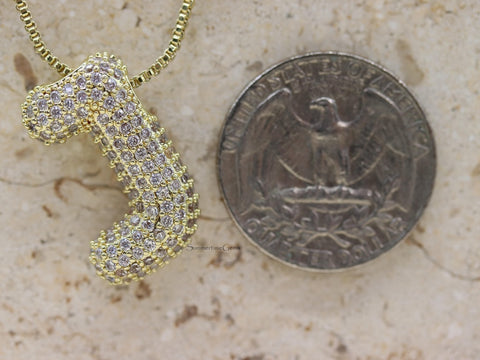 STG Pave Bubble Initial "J" Pendant Necklace – Trendy 100% Alloy Rhinestone Letter Necklace for Custom Sparkle & Style