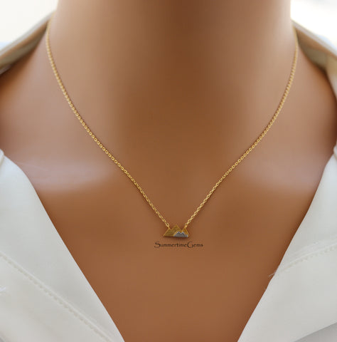 STG 18K Gold Plated Dainty Mini Mountain Pendant Necklace – Adventure-Inspired Jewelry for Nature Lovers