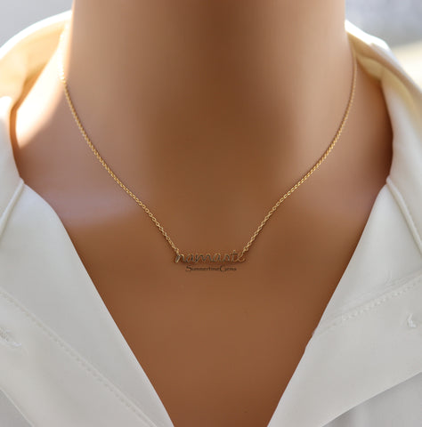 STG 18K Gold Plated “Namaste” Handwritten Pendant Necklace – Yoga Inspired Mindfulness Jewelry for Women