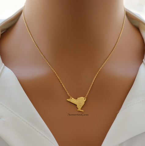 STG 18K Gold Plated Dainty Brushed New York State Pendant Necklace – Minimalist City and State Pride Jewelry for Everyday Wear