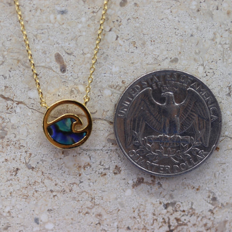 STG 18K Gold Plated Wave Coin Pendant Necklace – Minimalist Ocean-Inspired Necklace for Beach Lovers