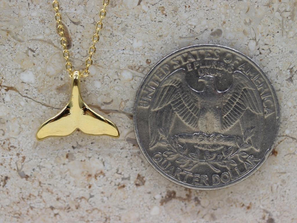 STG 18K Gold Plated Dainty Whale Tail Pendant Necklace – Ocean-Inspired Jewelry for Beach Lovers and Free Spirits