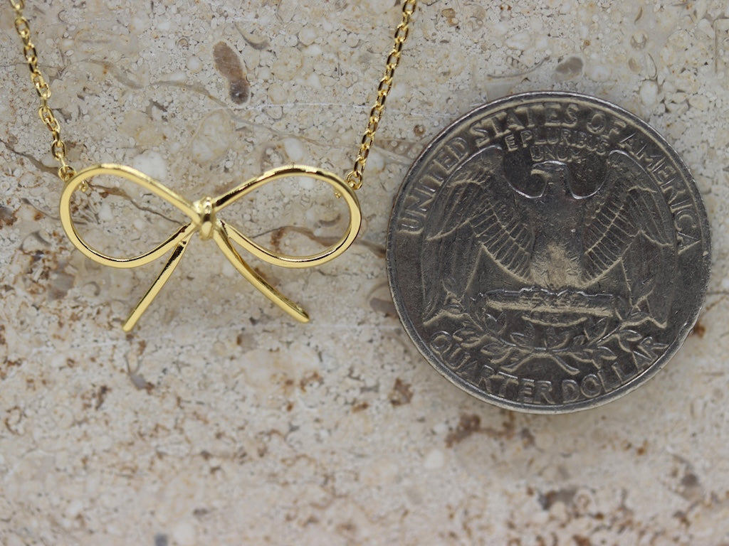 STG 18K Gold Plated Dainty Bow Tie Pendant Necklace – Elegant and Feminine Jewelry Gift