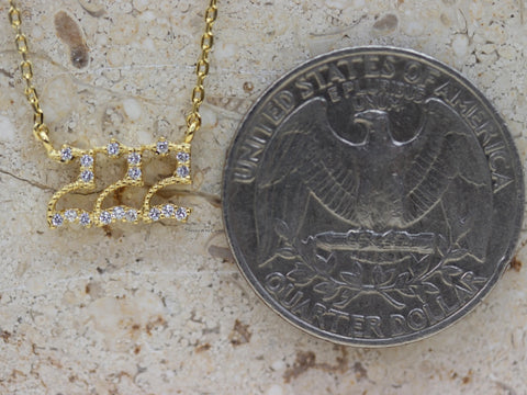 STG 18K Gold Plated Pave Angel Number 222 Pendant Necklace – Balance & Harmony Spiritual Jewelry