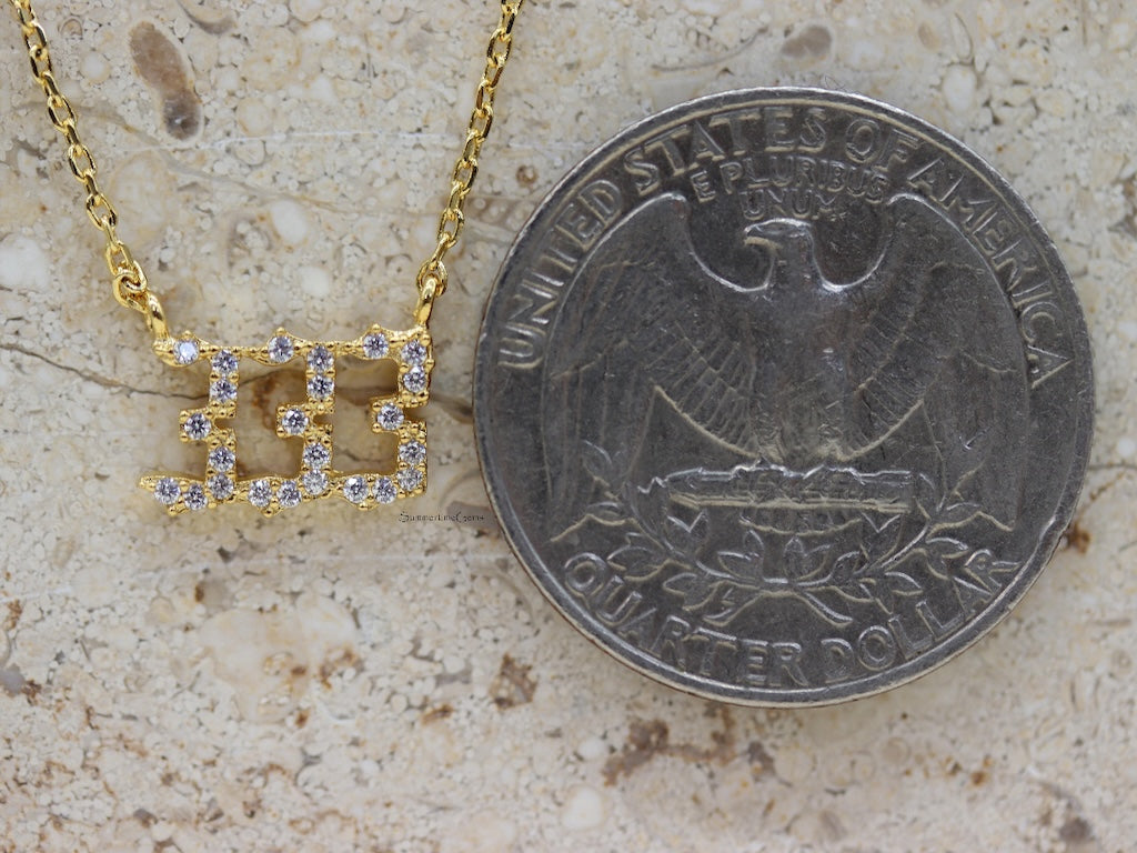 STG 18K Gold Plated Pave Angel Number 333 Pendant Necklace – Spiritual Alignment & Growth Jewelry