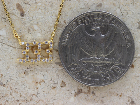 STG 18K Gold Plated Pave Angel Number 333 Pendant Necklace – Spiritual Alignment & Growth Jewelry