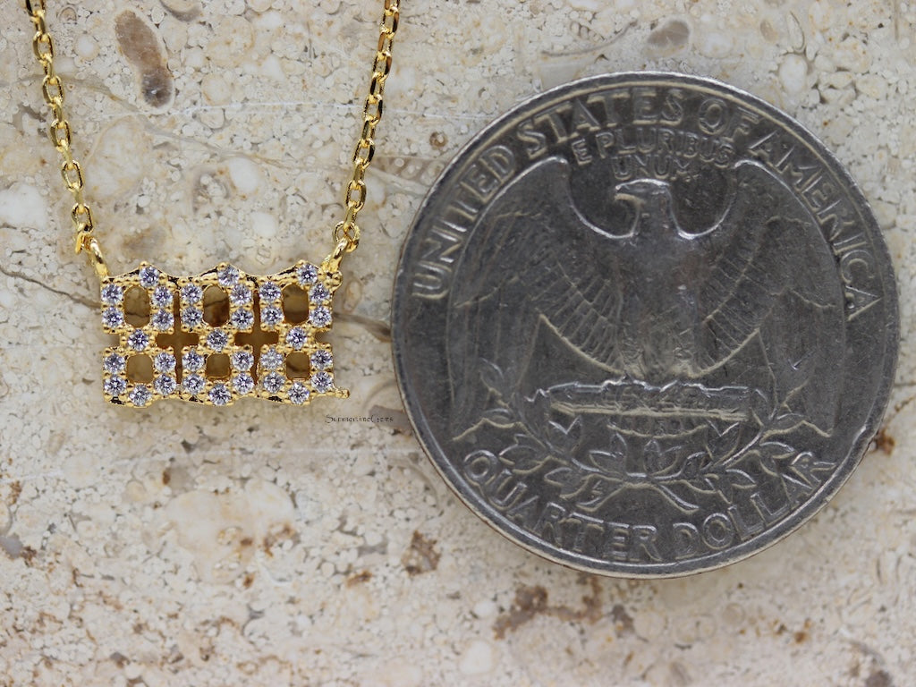 STG 18K Gold Plated Pave Angel Number 888 Pendant Necklace – Abundance & Prosperity Jewelry