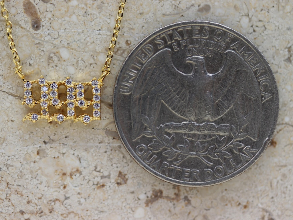 STG 18K Gold Plated Pave Angel Number 999 Pendant Necklace – Completion & Transformation Jewelry