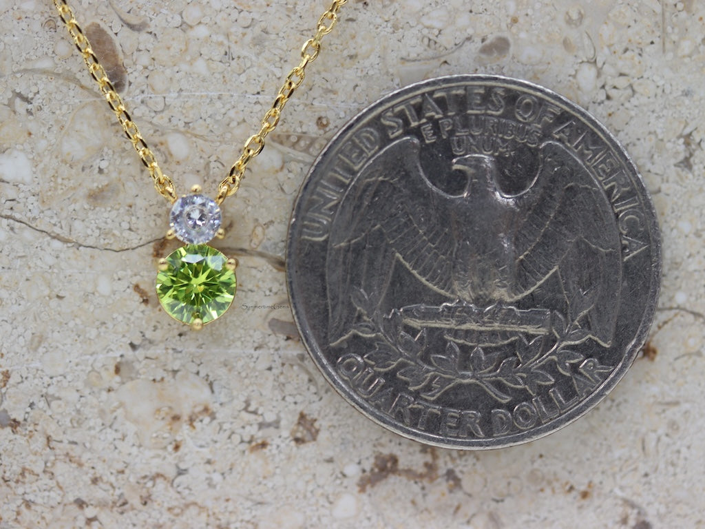 STG 18K Gold Plated August Peridot Birthstone Pendant Necklace – Dainty Green Gem Jewelry for Leo & Virgo Babes