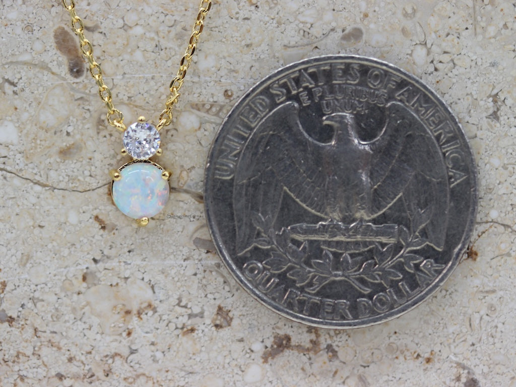 STG 18K Gold Plated October Opal Gem Birthstone Pendant Necklace – Stunning October Birthstone Jewelry