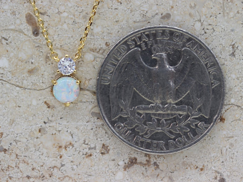 STG 18K Gold Plated October Opal Gem Birthstone Pendant Necklace – Stunning October Birthstone Jewelry