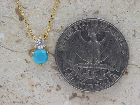 STG 18K Gold Plated December Turquoise Birthstone Pendant Necklace – Elegant Jewelry Gift for December Birthdays