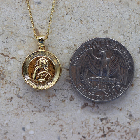 STG 18K Gold Plated St. Peter Coin Pendant Necklace – Religious & Faith Jewelry
