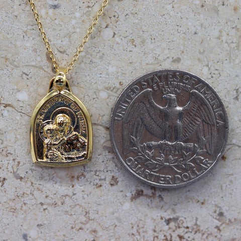 STG 18K Gold Plated St. Anthony Medal Pendant Necklace – Catholic Patron Saint Jewelry for Faith, Protection & Guidance
