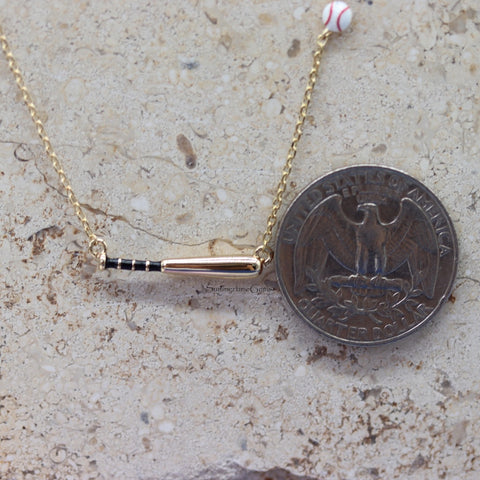 STG 18K Gold Plated Baseball Bat and Ball Pendant Necklace – Perfect Jewelry for Sports Lovers & Athletes