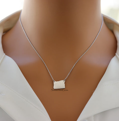 STG 18K Gold Plated Dainty Brushed Oregon State Pendant Necklace – Minimalist State Pride Jewelry for Adventure Lovers