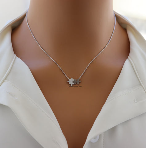 STG 18K Gold Plated Dainty Puzzle Piece Pendant Necklace – Meaningful Jewelry Symbolizing Connection and Love