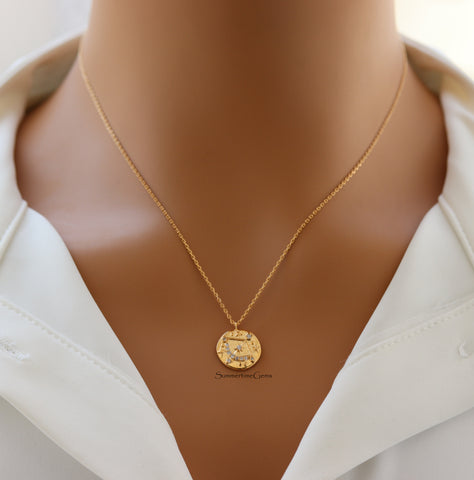 STG 18K Gold Plated Sagittarius Constellation Zodiac Pendant Necklace (November 22 – December 21) – Bold Astrology Jewelry for Adventurous Souls